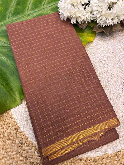 Premium Quality Golden check pure sungudi cotton saree-without blouse 002|KRISA