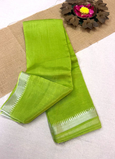 Mangalagiri silk plain saree with blouse -nizam border|krisa