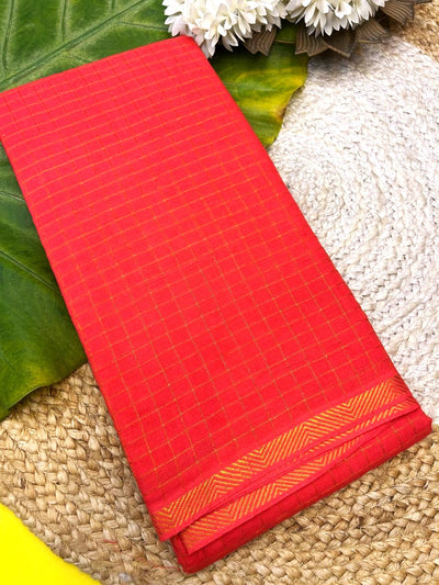 Golden check pure sungudi cotton saree-without blouse004|KRISA