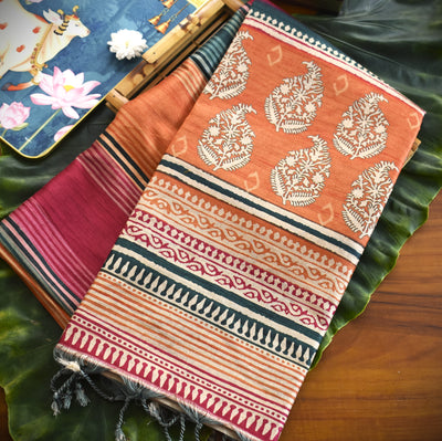 Warm Tussar Silk Sarees |Fresh Boutique Style Sarees 002|KRISA
