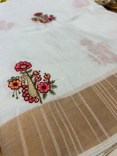 Premium Raw silk saree -light pastel sky blue shade with zari lines all over the body