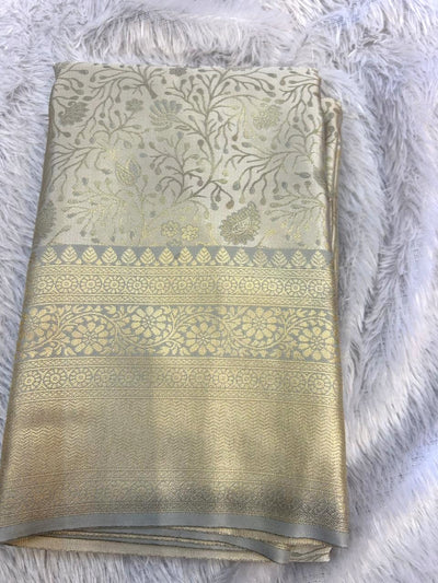 Champagne Ivory Zari Woven Saree – Luxury Festive Collection |KSR502| KRISA