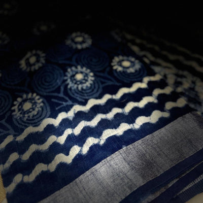 Bagru Handblock print Linen Sarees