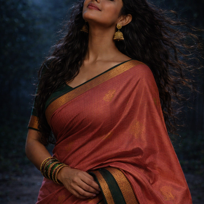 Kanchipuram  silk saree(mini checks gold zari silk saree)