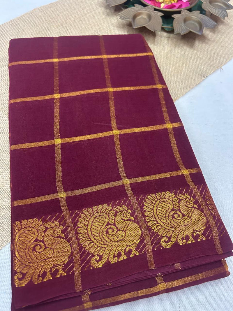 Pavithra Kattam Sungudi cotton saree with peacock border 008|premium quality| krisa