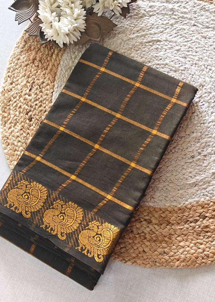Sungudi  pure cotton saree-premium zari kattam  saree -with running blouse