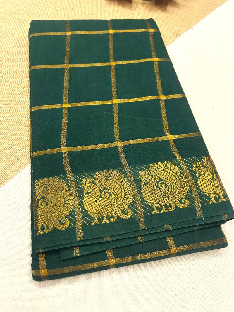 Pavithra Kattam Sungudi cotton saree with peacock border 004
