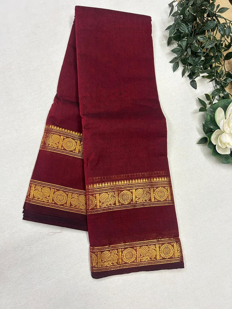 Retta patta border Narayanapet saree  -maroon  colour with blouse