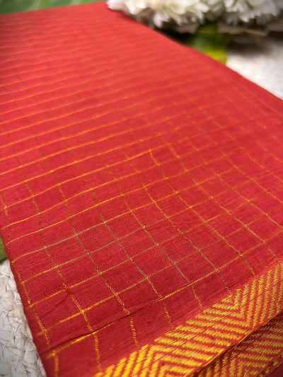 Golden check pure sungudi cotton saree-without blouse 003|KRISA
