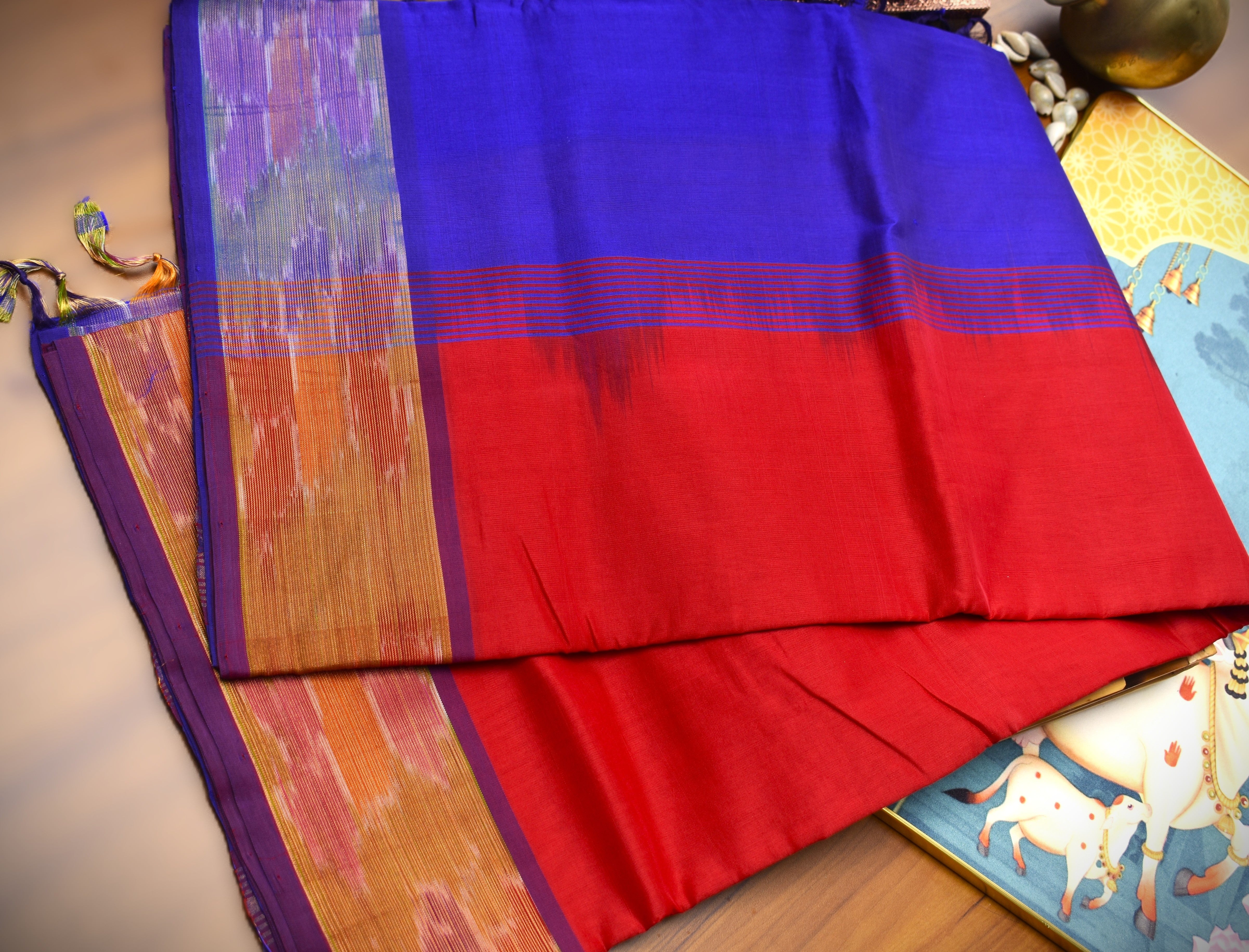 Pure silk cotton with pochampally border with contrst blouse002