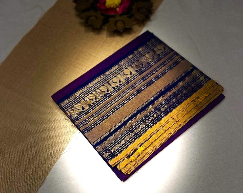 Chettinad cotton purple saree | Timeless Elegance – Krisa 002