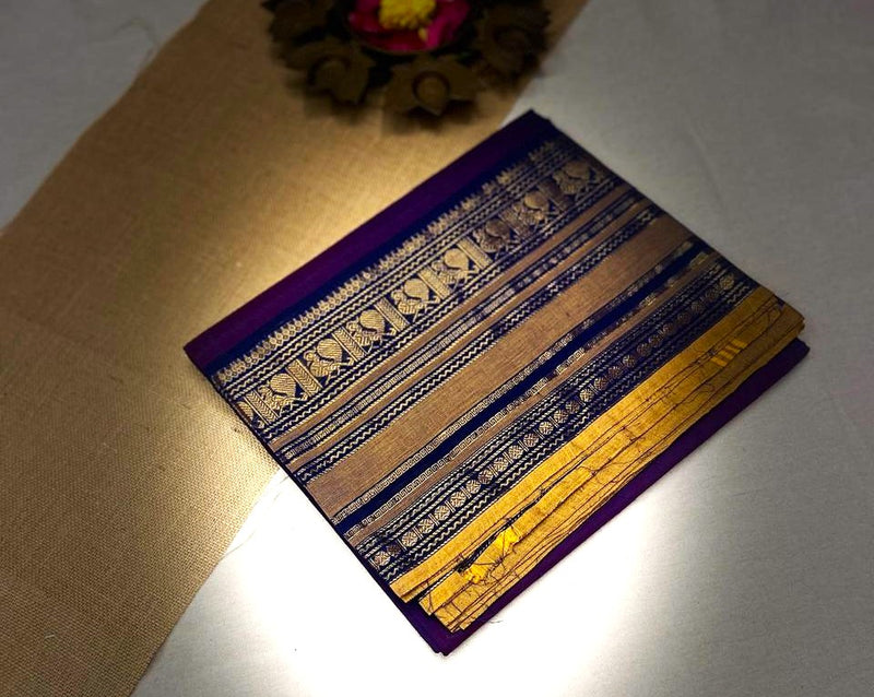 Chettinad cotton purple saree | Timeless Elegance – Krisa 002