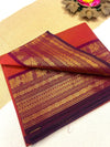 Chettinad Cotton Red Saree | only saree|Timeless Elegance – Krisa 006