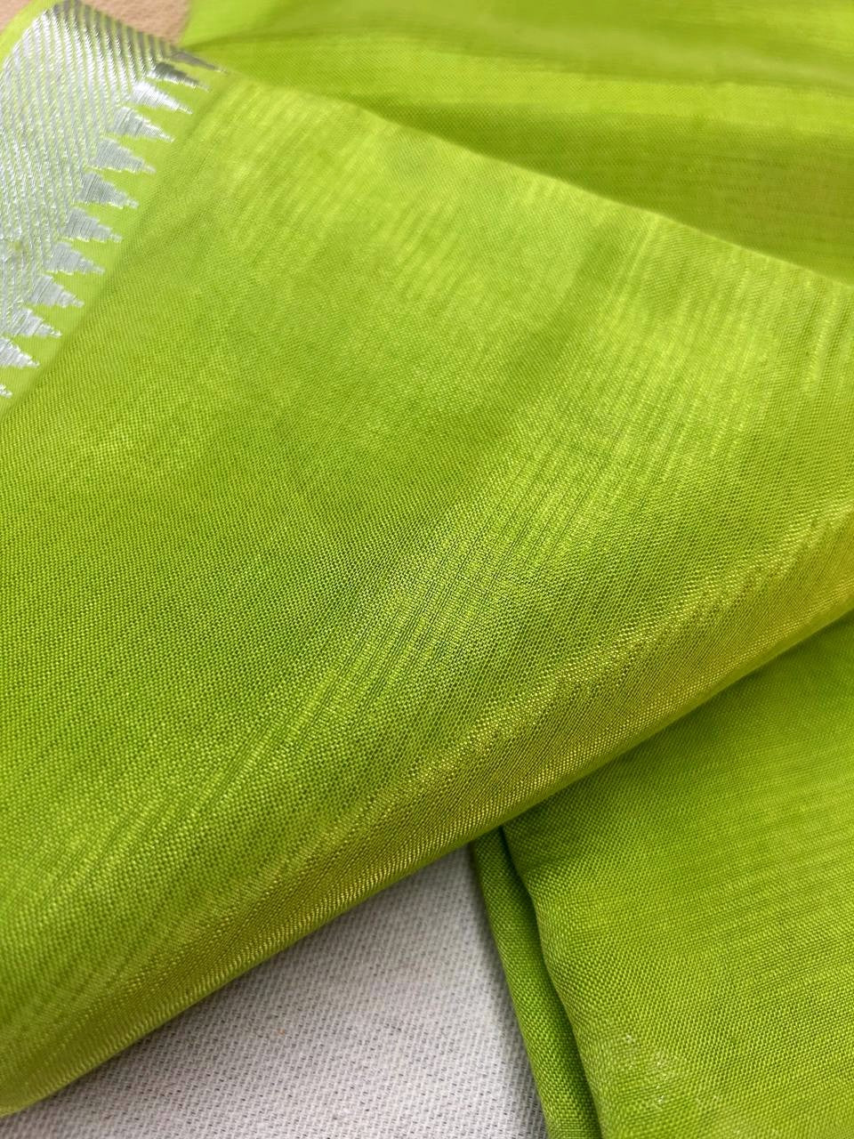 Mangalagiri silk  plain saree with blouse -nizam border|krisa
