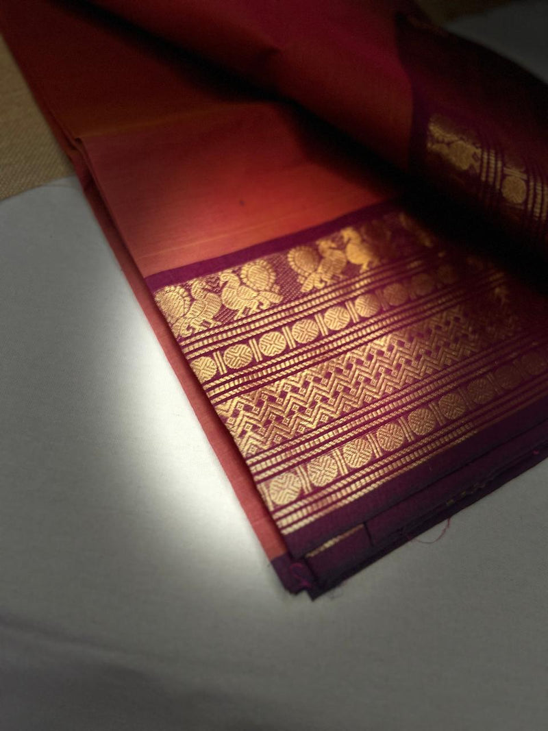 Chettinad Cotton Red Saree | only saree|Timeless Elegance – Krisa 006