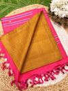 Vazhaipattu silk  golden striped saree with out blouse