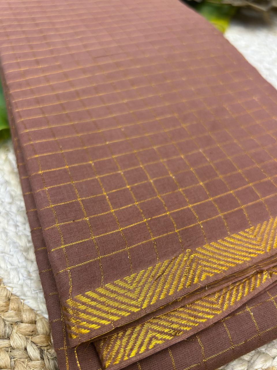 Golden check pure sungudi cotton saree-without blouse 002|KRISA
