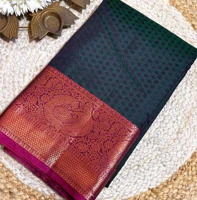 Kanchipuram Semi Silk Saree with Zari Border14 | Elegant Traditional Saree | KRISA
