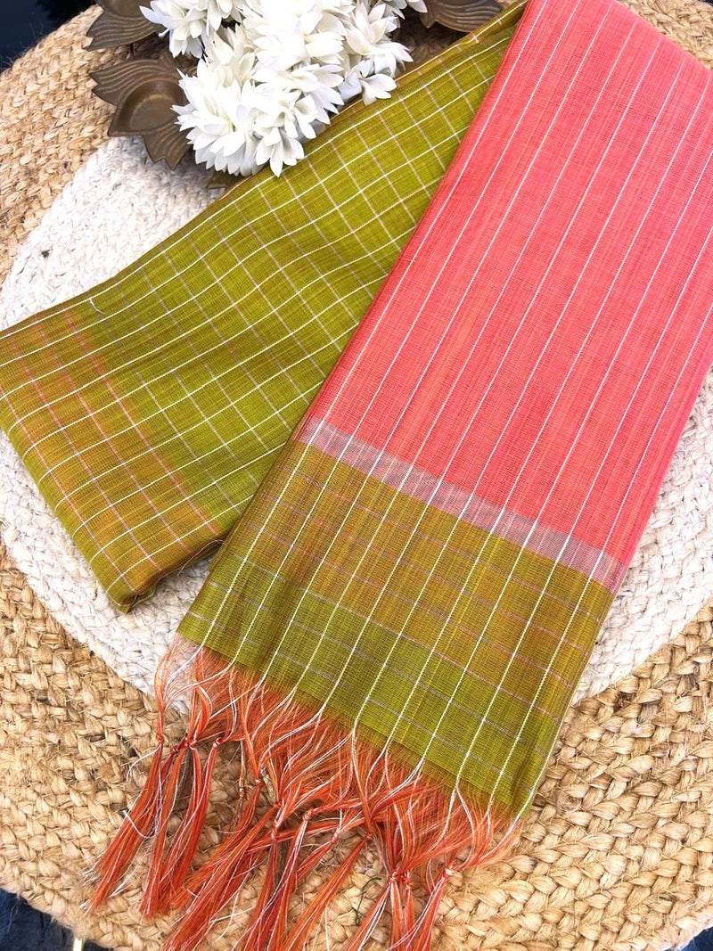 Adhira Checked  silk saree with blouse 011