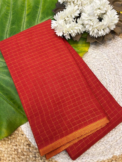 Golden check pure sungudi cotton saree-without blouse 003|KRISA