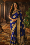 Pure Gulab Viscose Silk Saree |Rose Glow Elegance |Royal Blue |KRISA