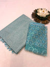 Sky Blue Netted Georgette Saree with Blue Sequin Embroidered Blouse — Party & Festive Wear | Krisa Collections
