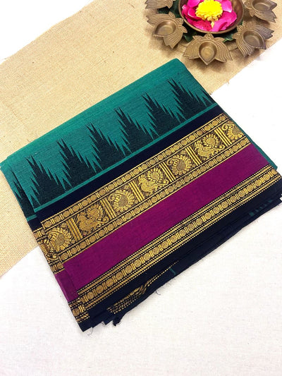 Chettinad cotton Green saree | Timeless Elegance – Krisa 003
