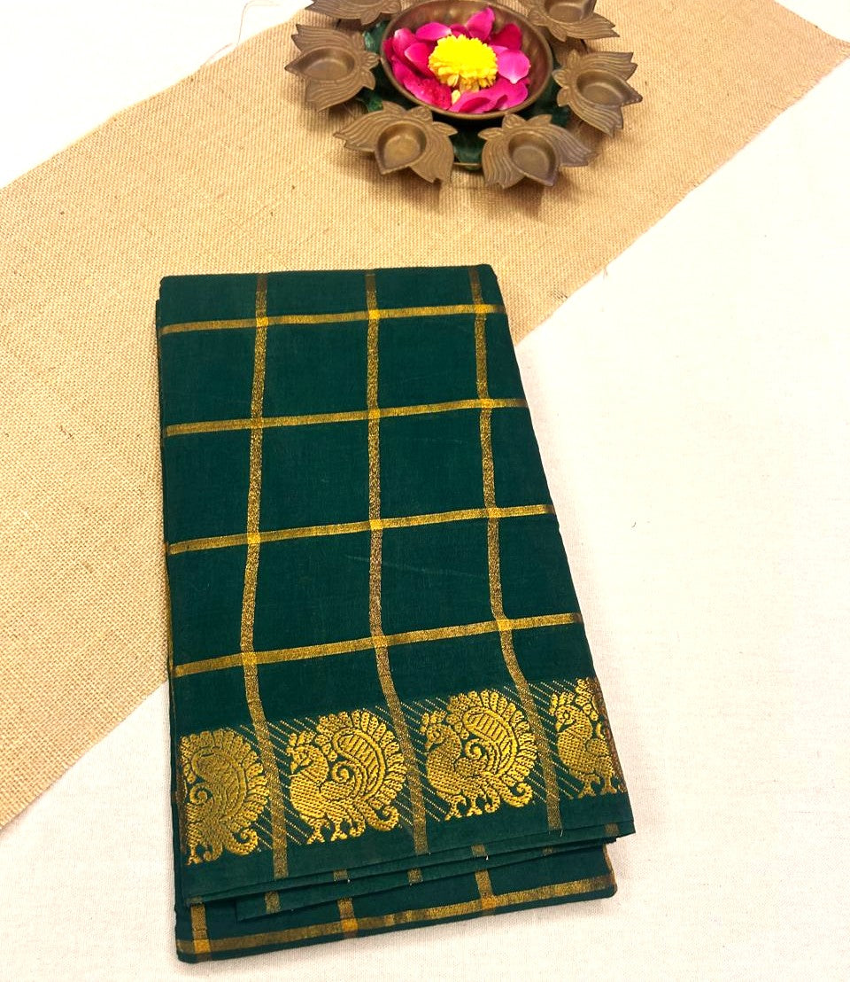 Pavithra Kattam Sungudi cotton saree with peacock border 004