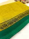 Chettinad Cotton Lemon Green Saree | Timeless Elegance – Krisa 004
