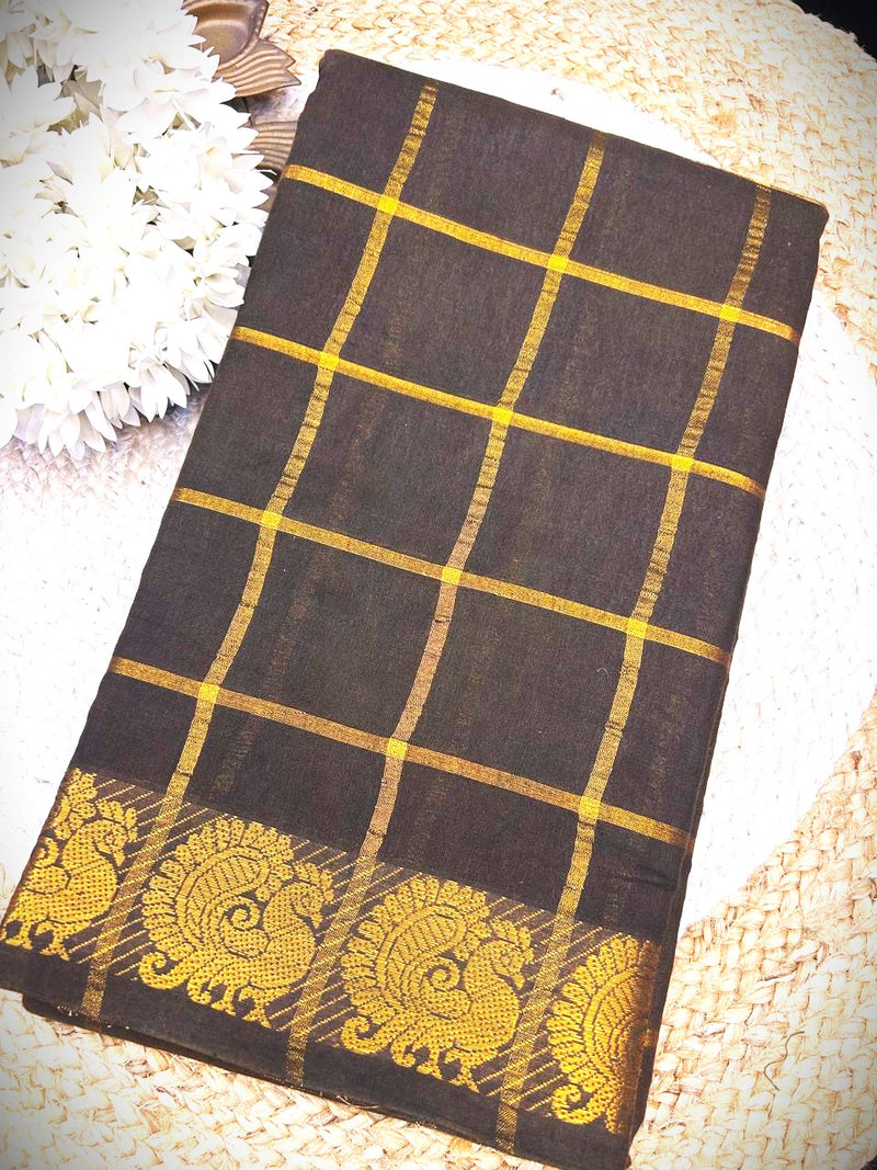 Sungudi  pure cotton saree-premium zari kattam  saree -with running blouse