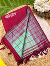 Vazhaipattu pastel green checked silk saree -with blouse