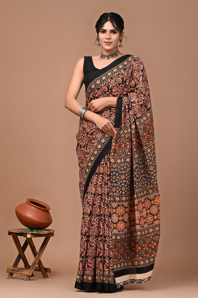 Feather soft lightweight mulmul cotton saree J005(with blouse)