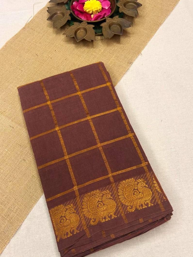 Pavithra Kattam Sungudi cotton saree with peacock border 005