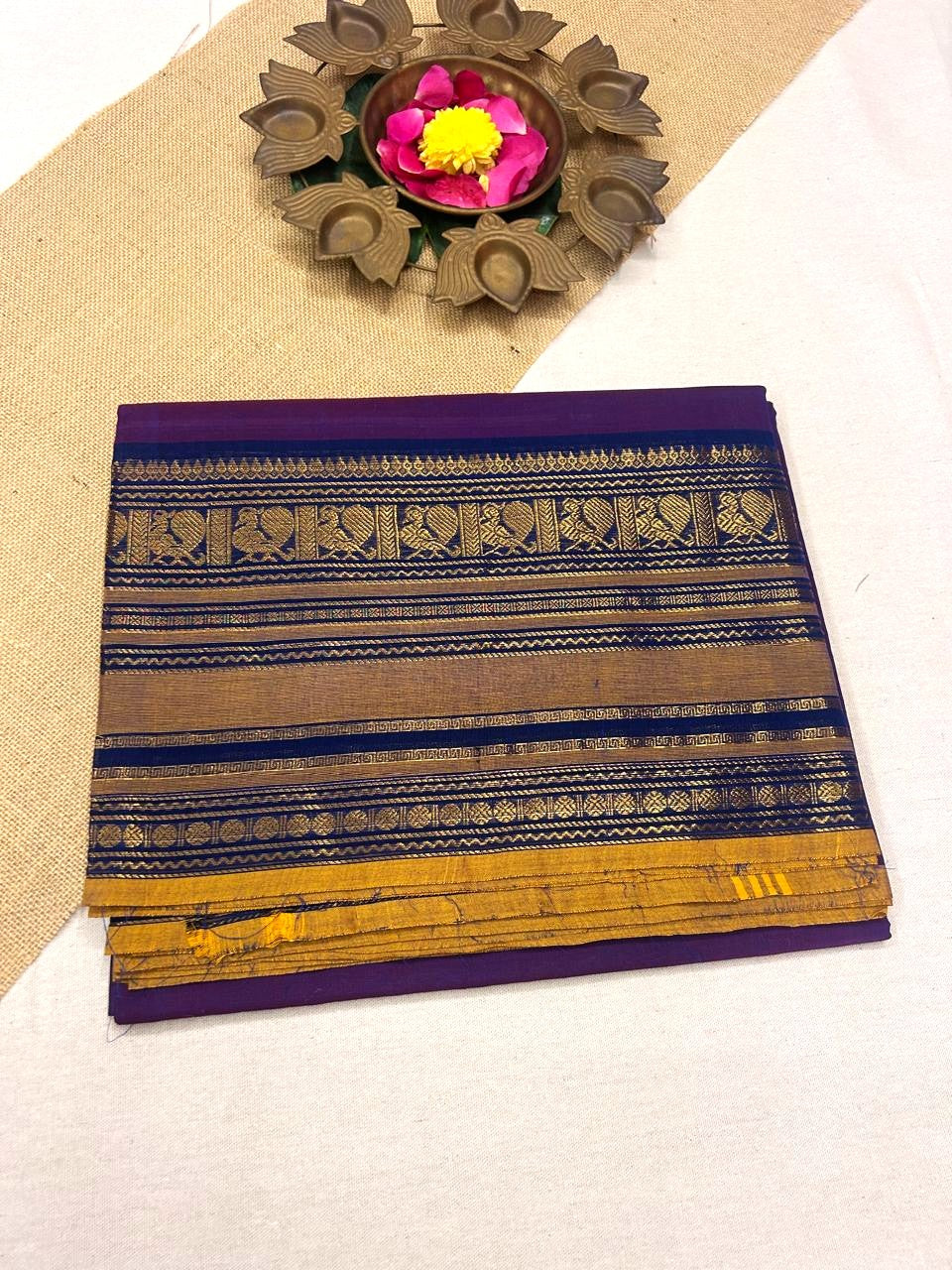 Chettinad cotton purple saree | Timeless Elegance – Krisa 002