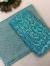 Sky Blue Netted Georgette Saree with Blue Sequin Embroidered Blouse — Party & Festive Wear | Krisa Collections