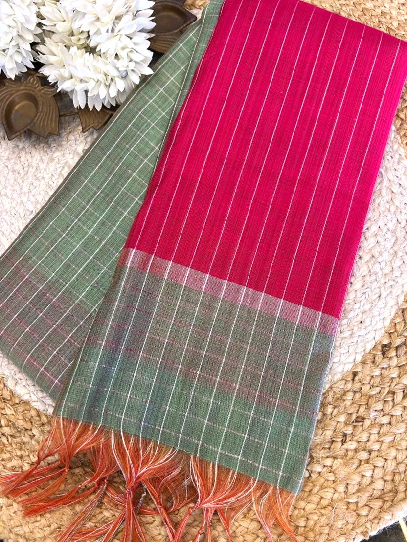 Adhira Checked  silk saree with blouse 009