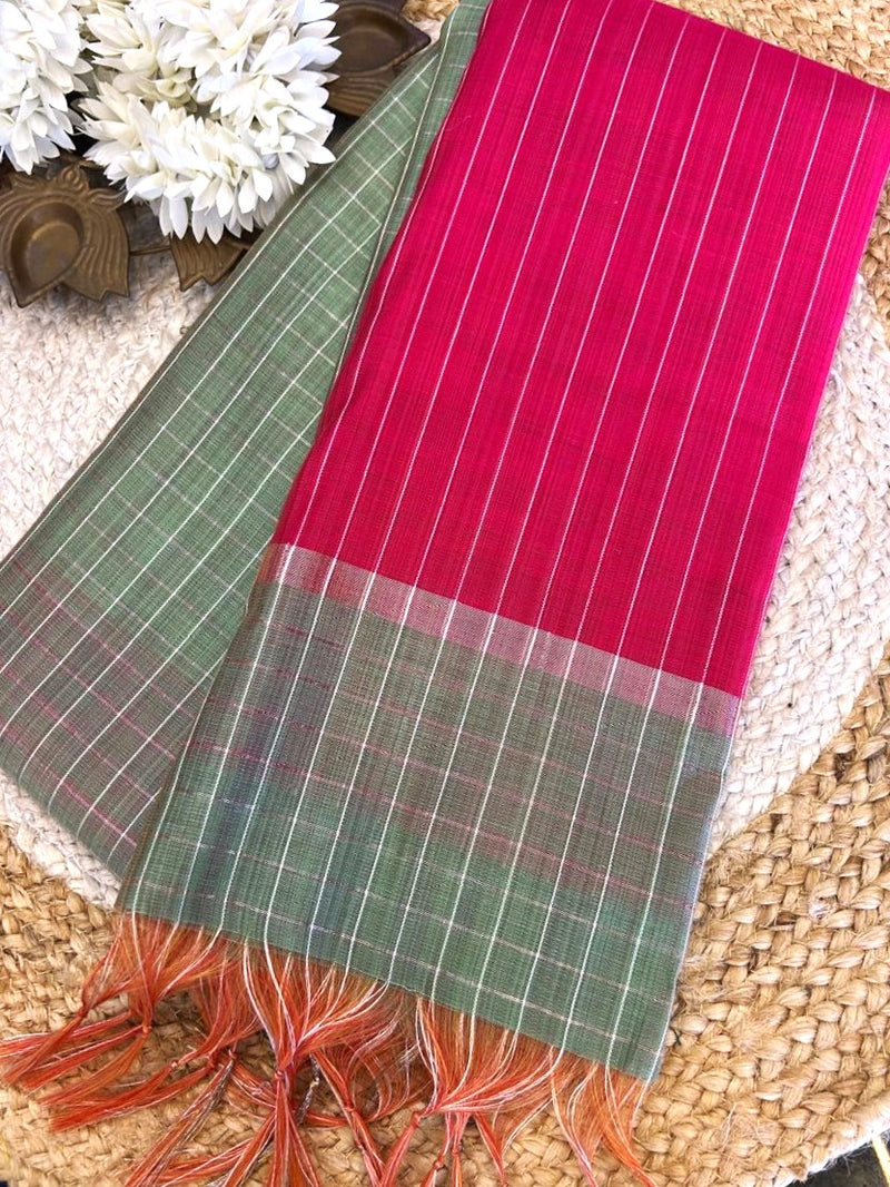 Adhira Checked  silk saree with blouse 009