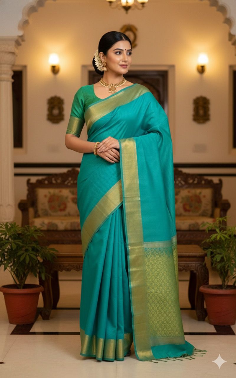soft-silk saree-Blue