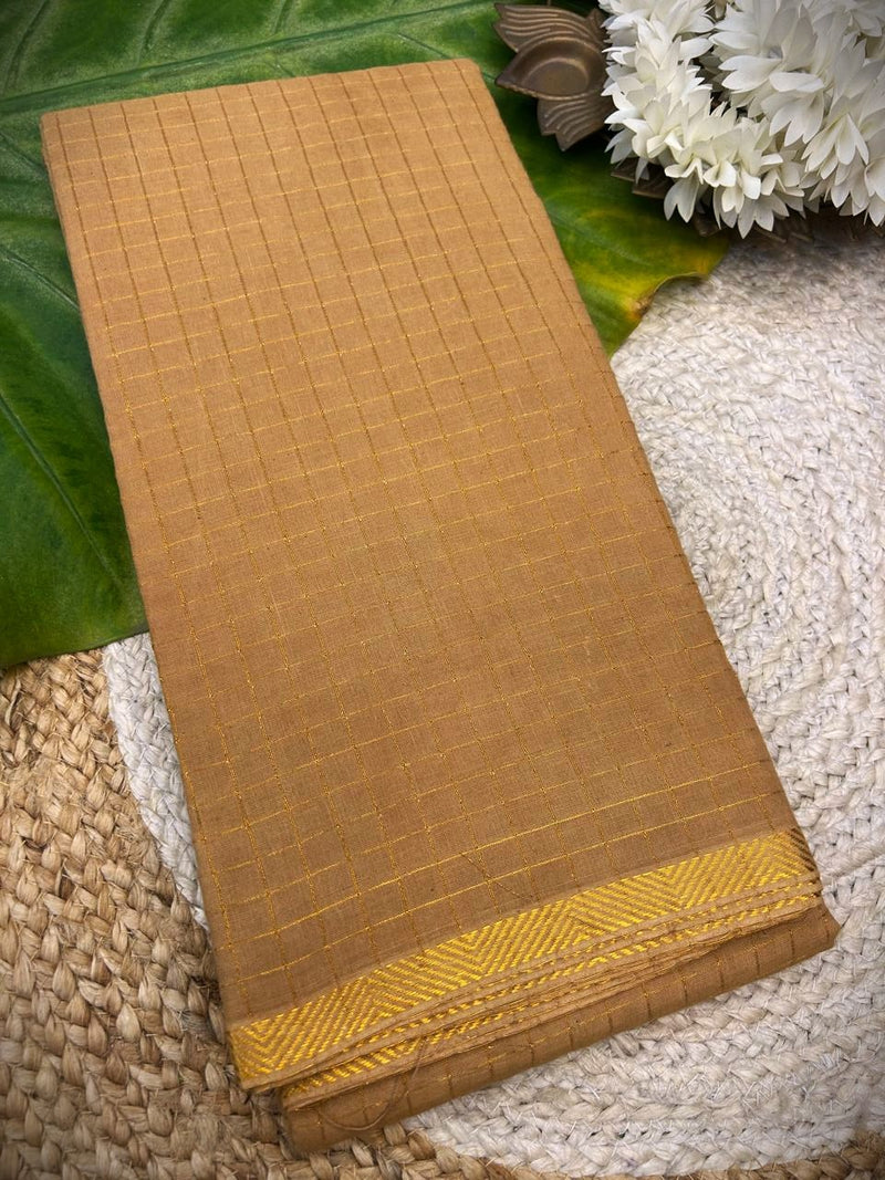 Golden check pure sungudi cotton saree-without blouse 007|KRISA