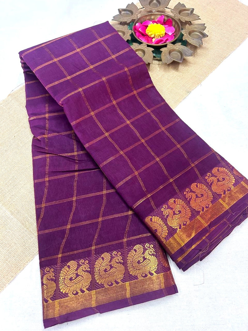 Pavithra Kattam Sungudi cotton saree with peacock border 002