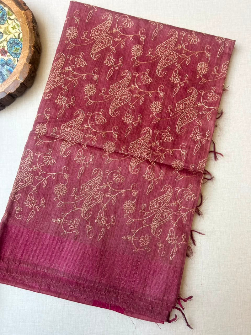 Royal Office Wear Saree| Elegant Embroidery Work Saree | Elegant Lavender Party Wear saree|  Light Weight  | Krisa Collections