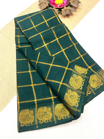 Pavithra Kattam Sungudi cotton saree with peacock border 004