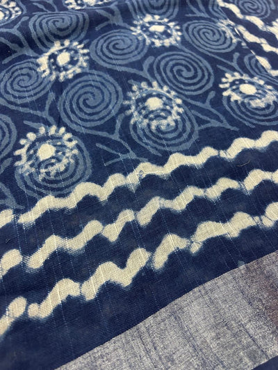 Bagru Handblock print Linen Saree with attached Blouse 777B03