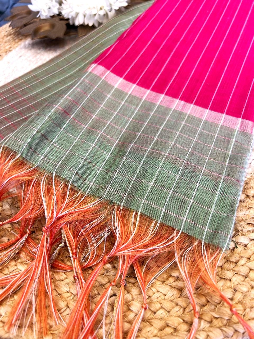 Adhira Checked  silk saree with blouse 009