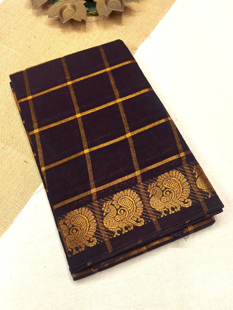 Pavithra Kattam Sungudi cotton saree with peacock border 007