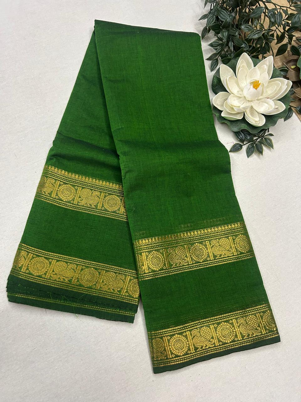 Retta patta border Narayanapet saree  -Green with blouse