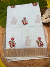 Premium Raw silk saree -light pastel green shade with zari lines all over the body