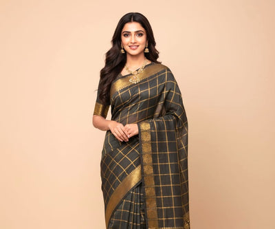 Sungudi  pure cotton saree-premium zari kattam  saree -with running blouse