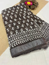 Bagru Handblock print Linen Saree with attached Blouse 777B02