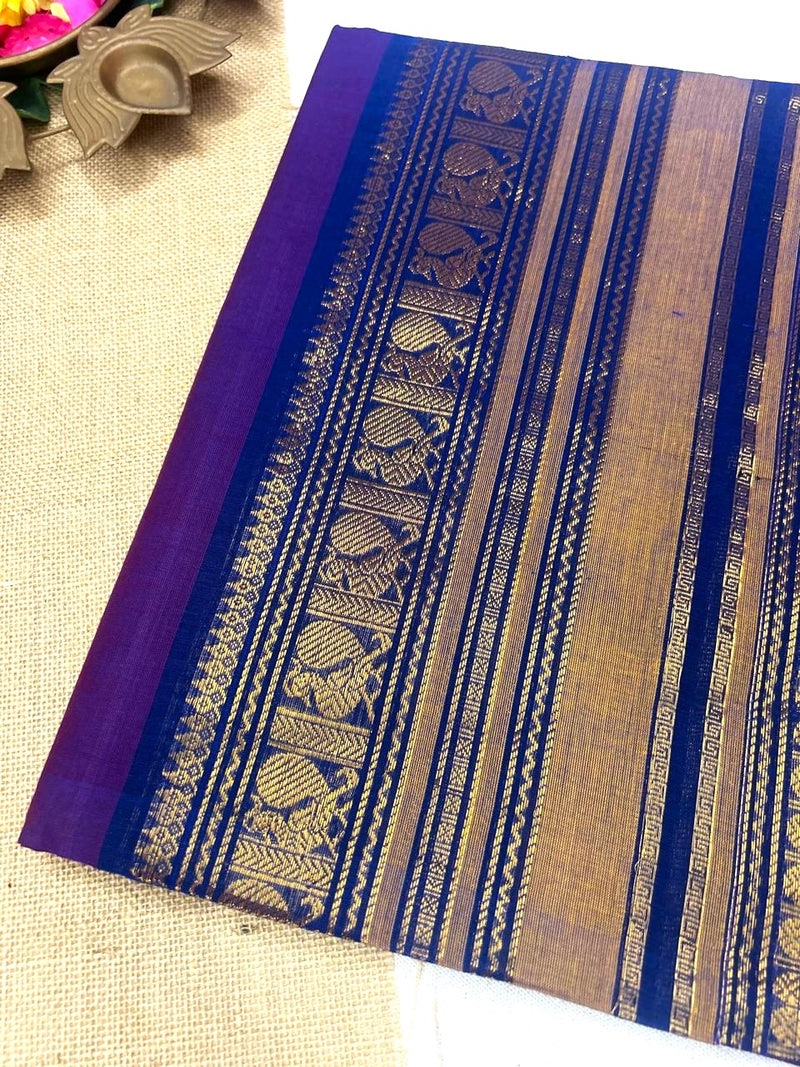 Chettinad cotton purple saree | Timeless Elegance – Krisa 002